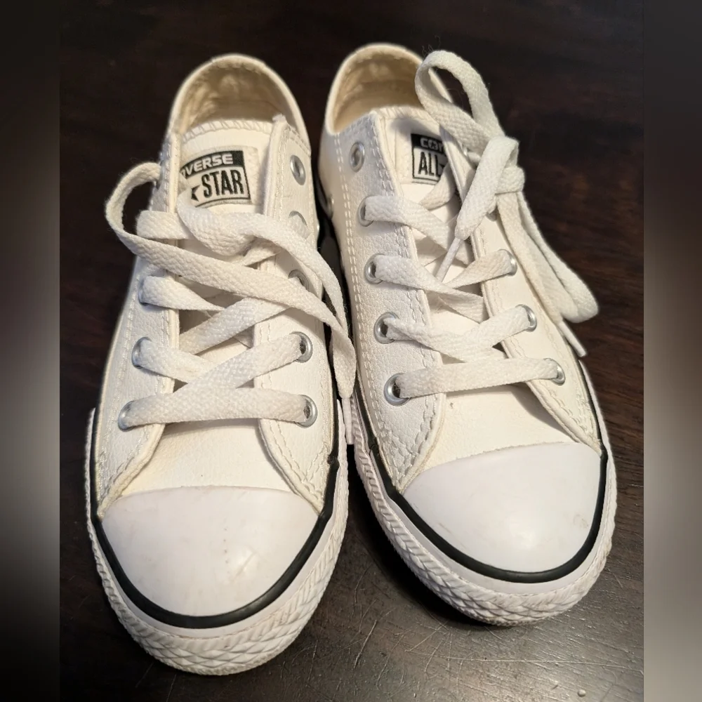 Converse All Star, Kids 13, White Leather, EUC